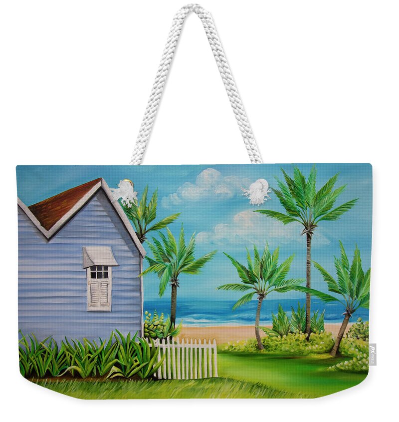Barbados Weekender Tote Bag featuring the painting Barbados Beach House by Barbara Noel
