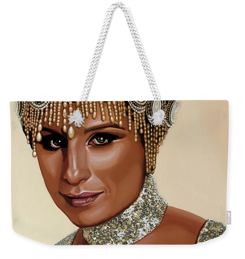 Barbra Streisand Weekender Tote Bag featuring the painting Barbra Streisand 2 by Paul Meijering