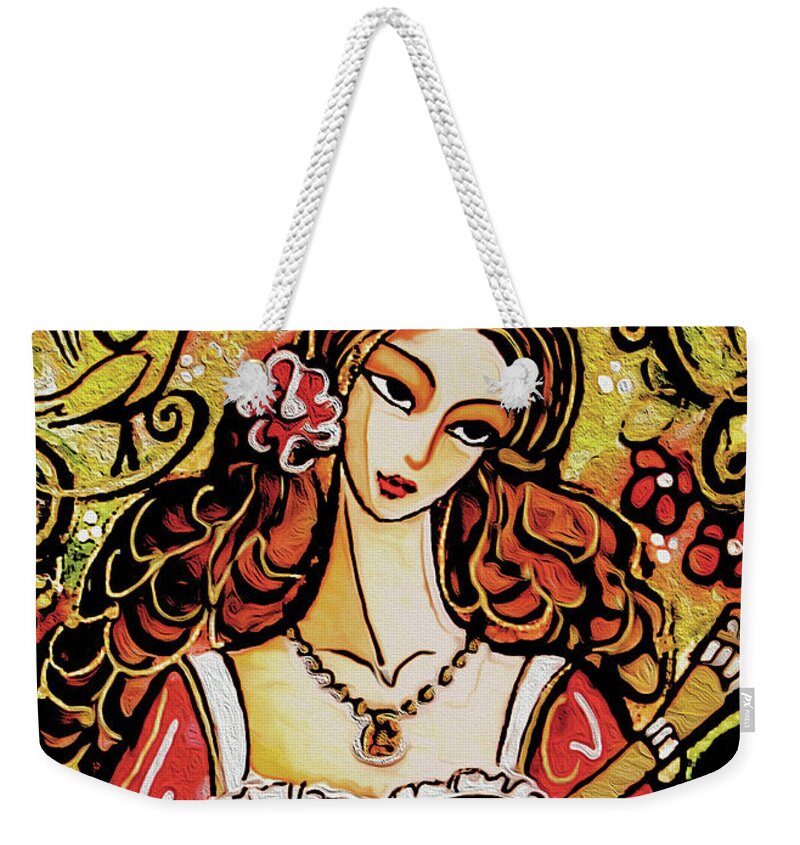 Bard Woman Weekender Tote Bag featuring the painting Bard Lady I by Eva Campbell