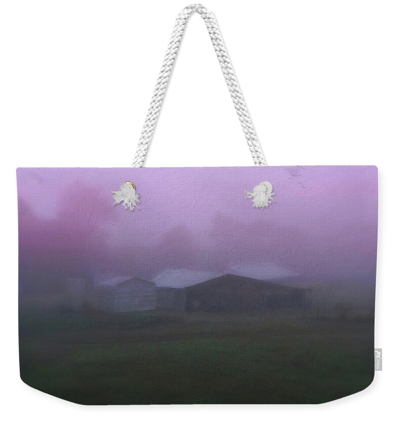 Photography Weekender Tote Bag featuring the photograph Barn on a Misty Morning by Melissa D Johnston