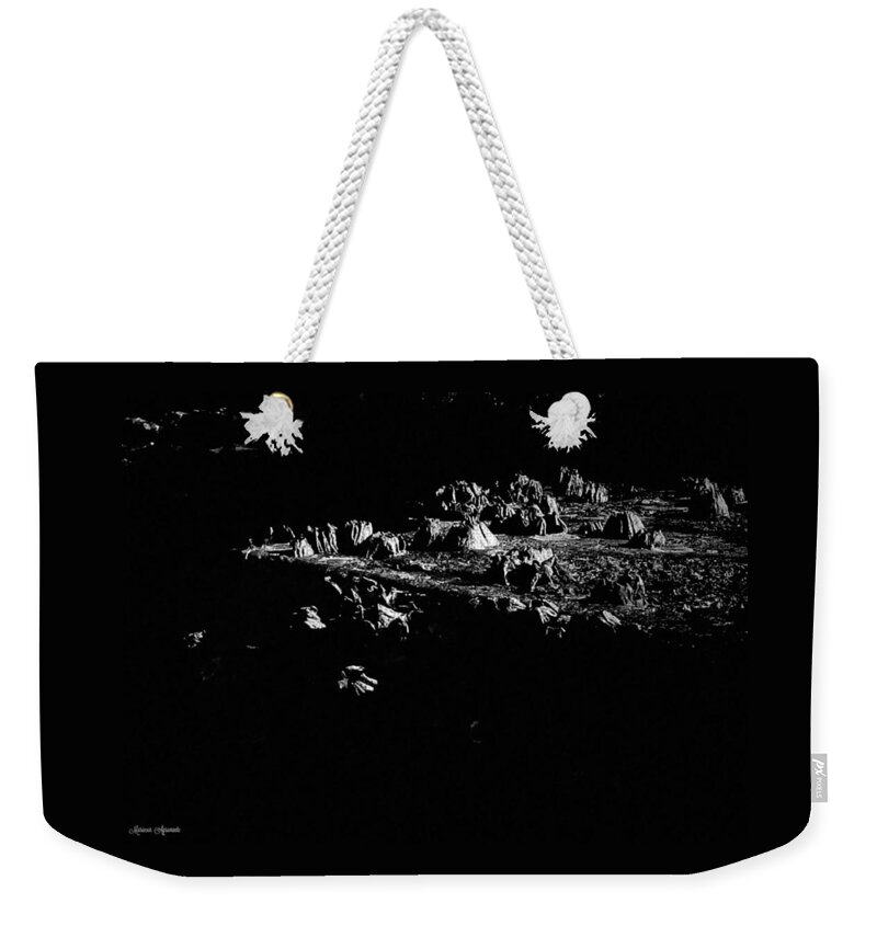 Black And White Weekender Tote Bag featuring the photograph Barnacles like a Moonscape or Another World by Mariecor Agravante
