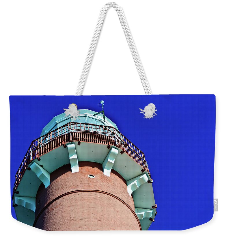 Barnegat Light Weekender Tote Bag featuring the photograph Barnegat Lighthouse Top by Louis Dallara