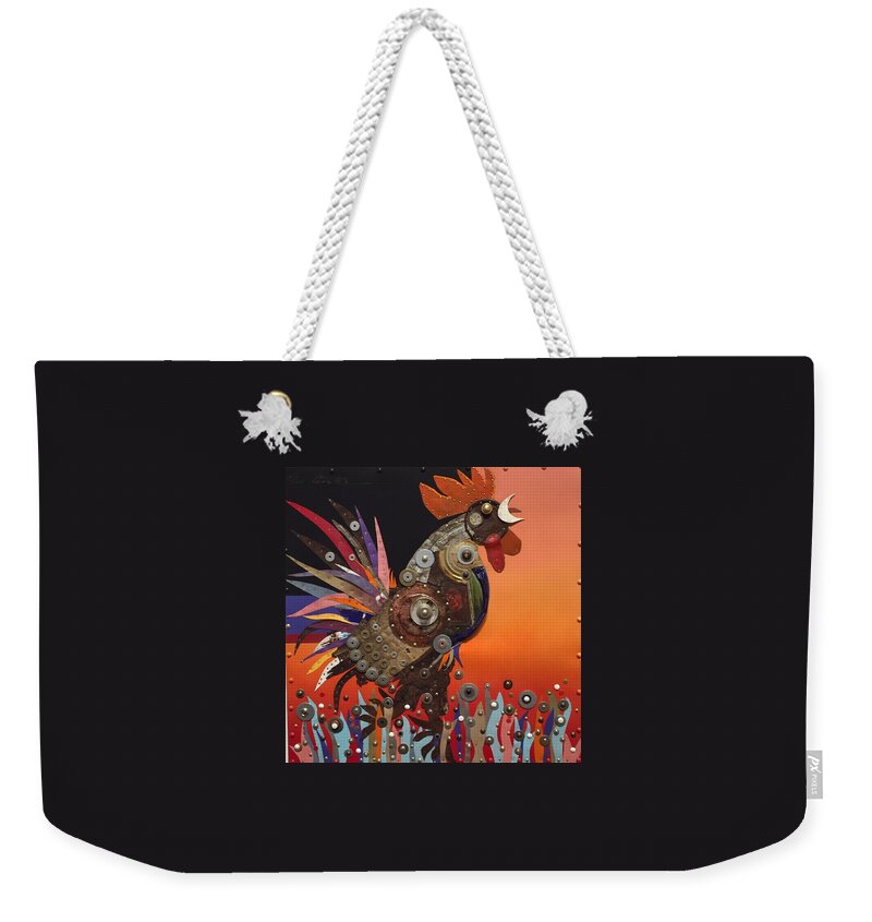 Bird Art Weekender Tote Bag featuring the painting Barnyard Gladiator by Bob Coonts