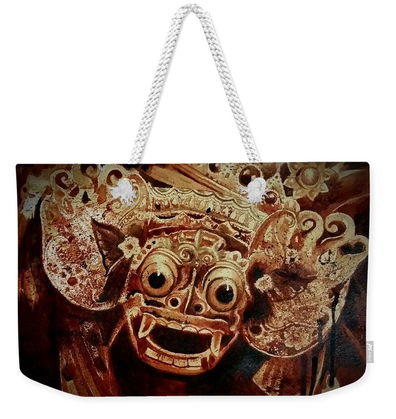Rangda Weekender Tote Bag featuring the painting Barong by Ryan Almighty