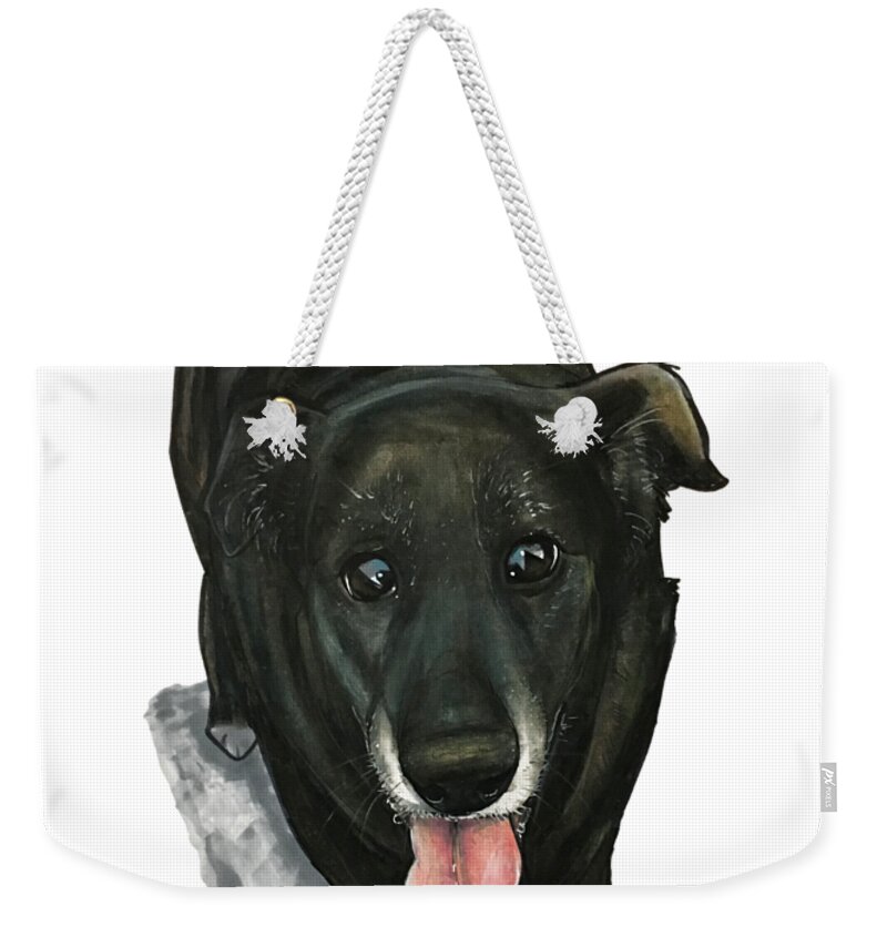 Pet Portrait Weekender Tote Bag featuring the drawing Bartlett 3021 by John LaFree
