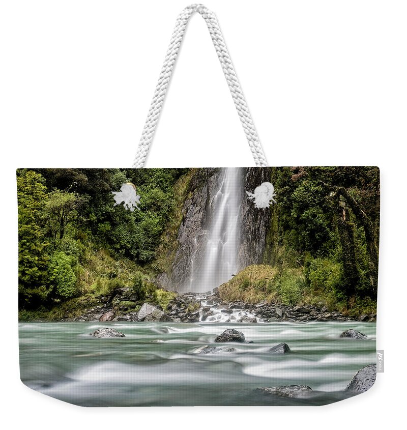 Waterfall Weekender Tote Bag featuring the photograph Base of the Falls by Catherine Reading