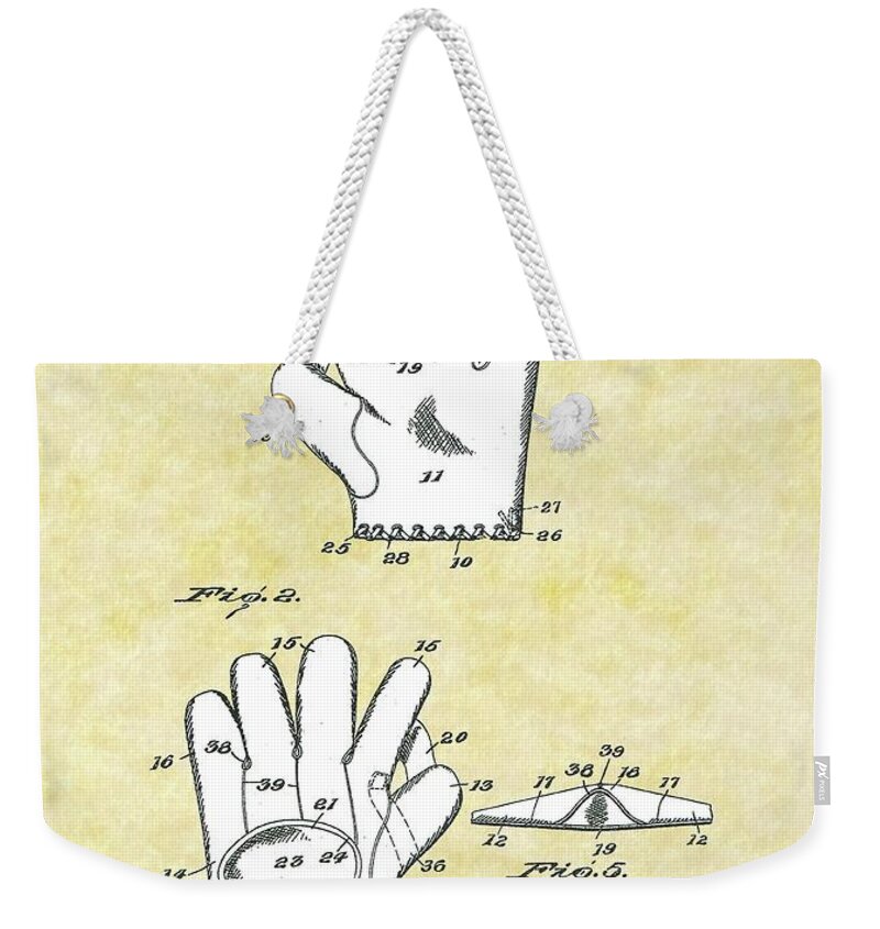 Reuben Raymond Weekender Tote Bag featuring the drawing Baseball Glove 1921 Patent by Movie Poster Prints