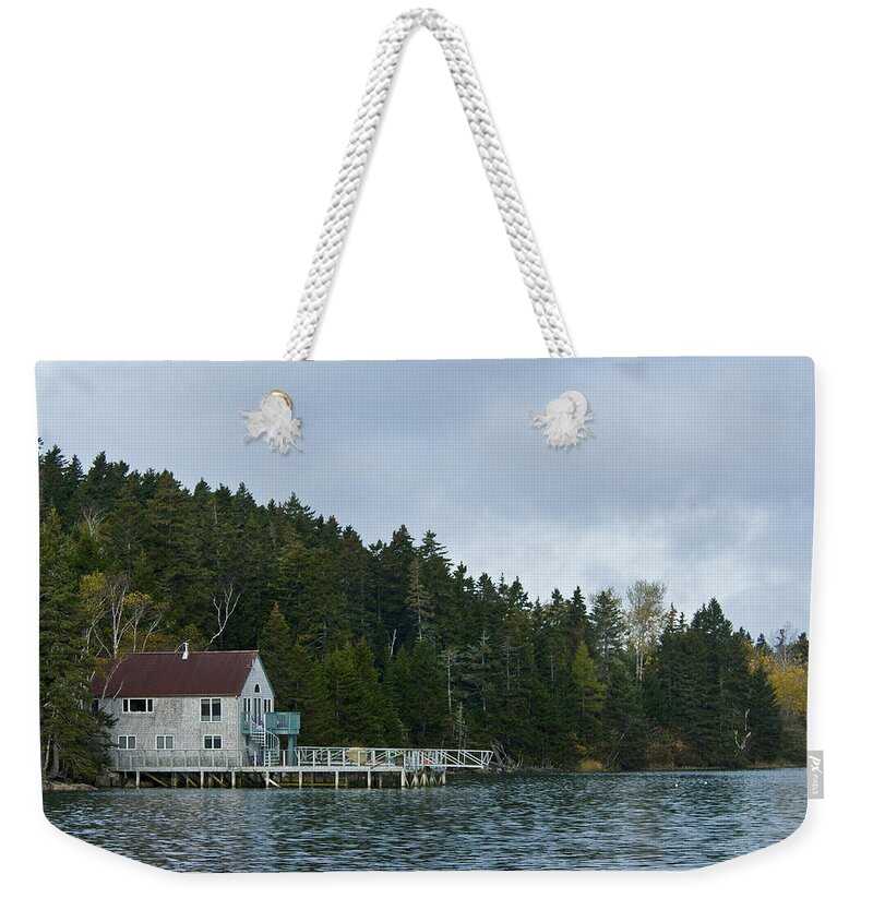 Acadia National Park Weekender Tote Bag featuring the photograph Bass Harbor morning by Brian Green
