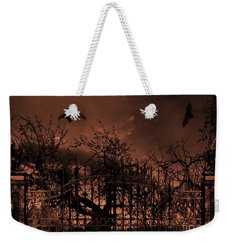 Trick Weekender Tote Bag featuring the painting Bat art 02 by Gull G