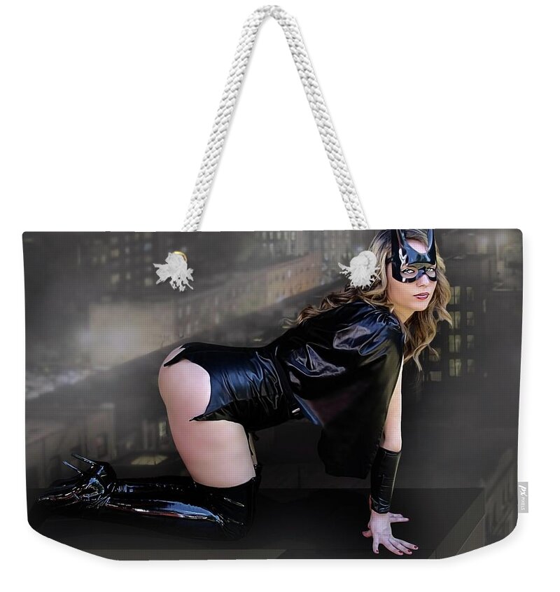 Bat Woman Weekender Tote Bag featuring the photograph Bat Near The Edge by Jon Volden