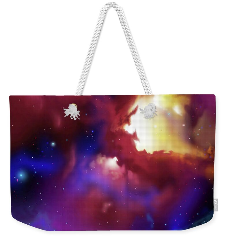 Sunrise Weekender Tote Bag featuring the painting Bat Nebula by James Hill