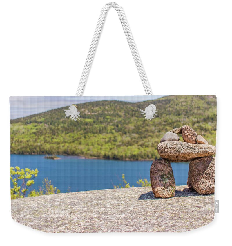 Maine Weekender Tote Bag featuring the photograph Bates Cairn by Holly Ross