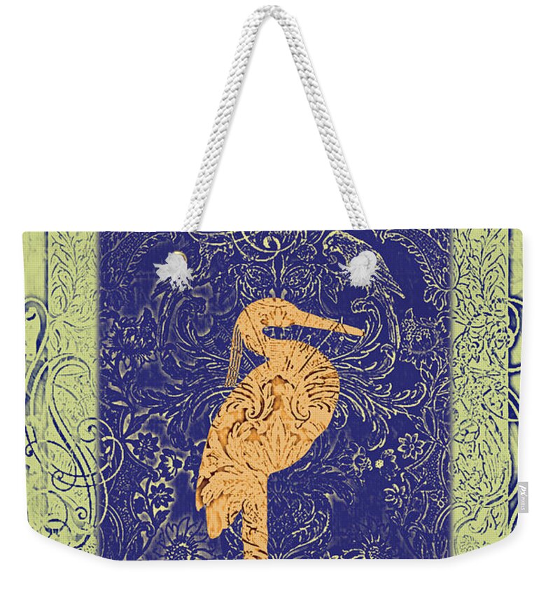 Birds Weekender Tote Bag featuring the painting Batik Birds 10 by Priscilla Huber