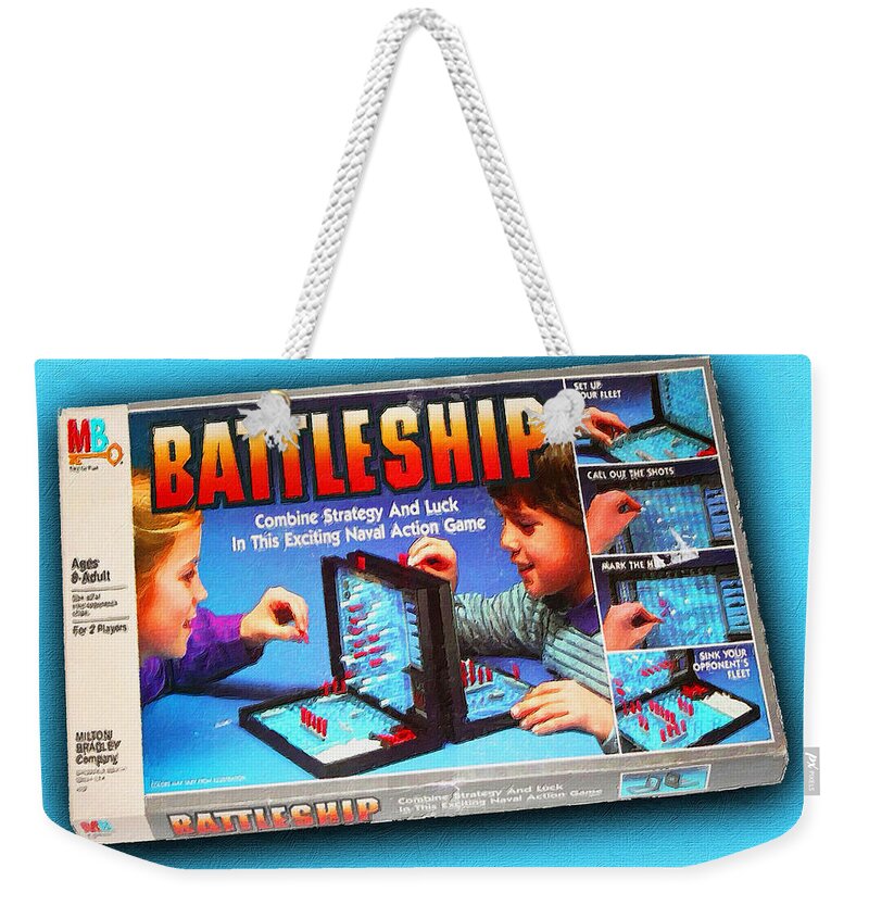 Battleship Weekender Tote Bag featuring the painting Battleship Board Game Painting by Tony Rubino