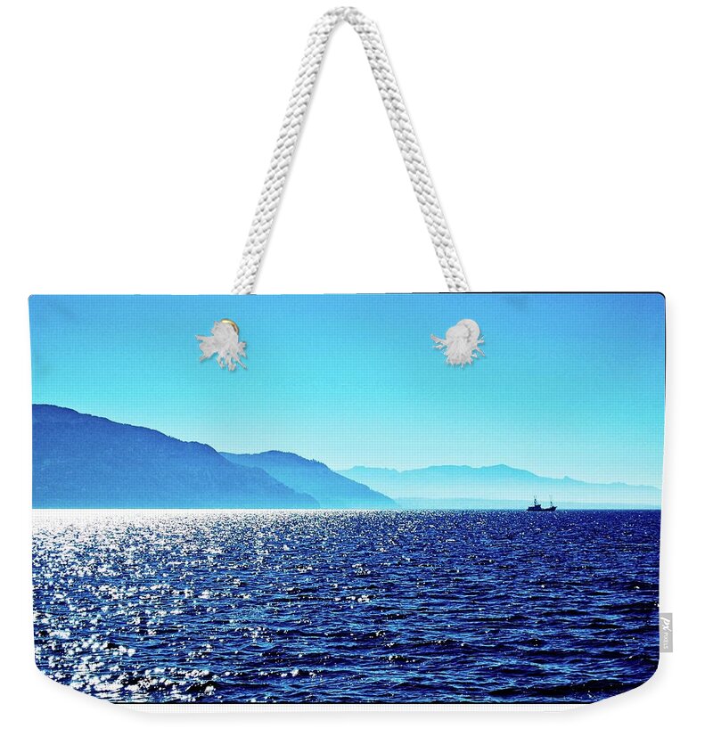 Bellingham Bay Weekender Tote Bag featuring the photograph Bay In Blue by Craig Perry-Ollila