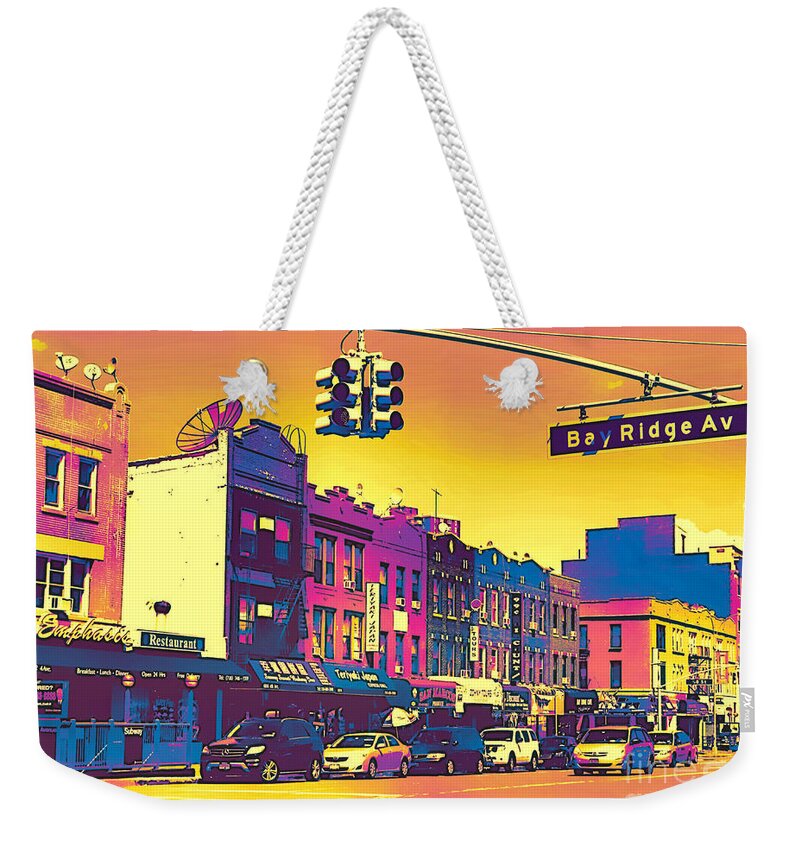 Bay Ridge Weekender Tote Bag featuring the photograph Bay Ridge - Brooklyn Neighborhood - Pop Art by Onedayoneimage Photography