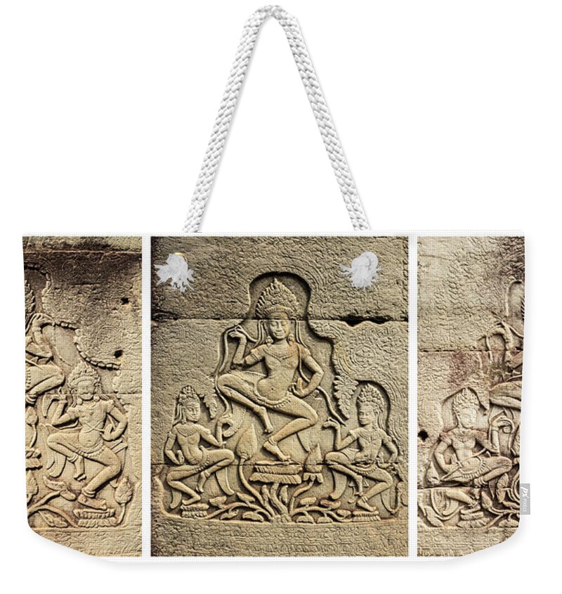Cambodia Weekender Tote Bag featuring the photograph Bayon Apsaras 23 by Rick Piper Photography