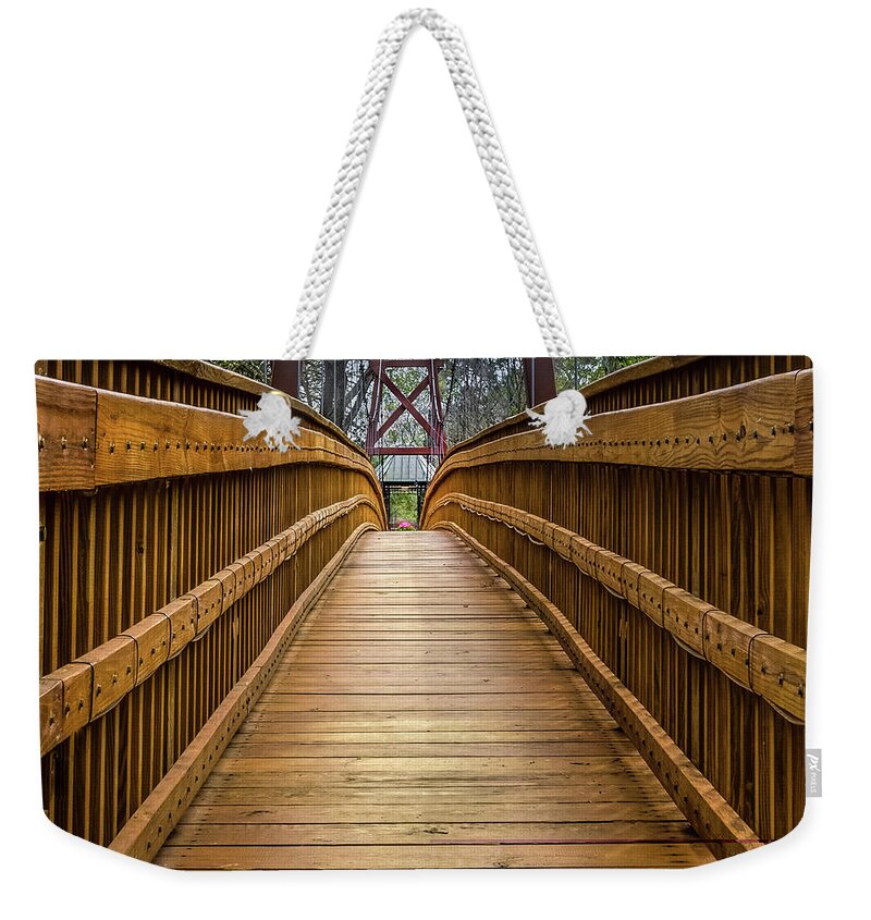 Bridge Weekender Tote Bag featuring the photograph Bayou Foot Bridge by James Woody