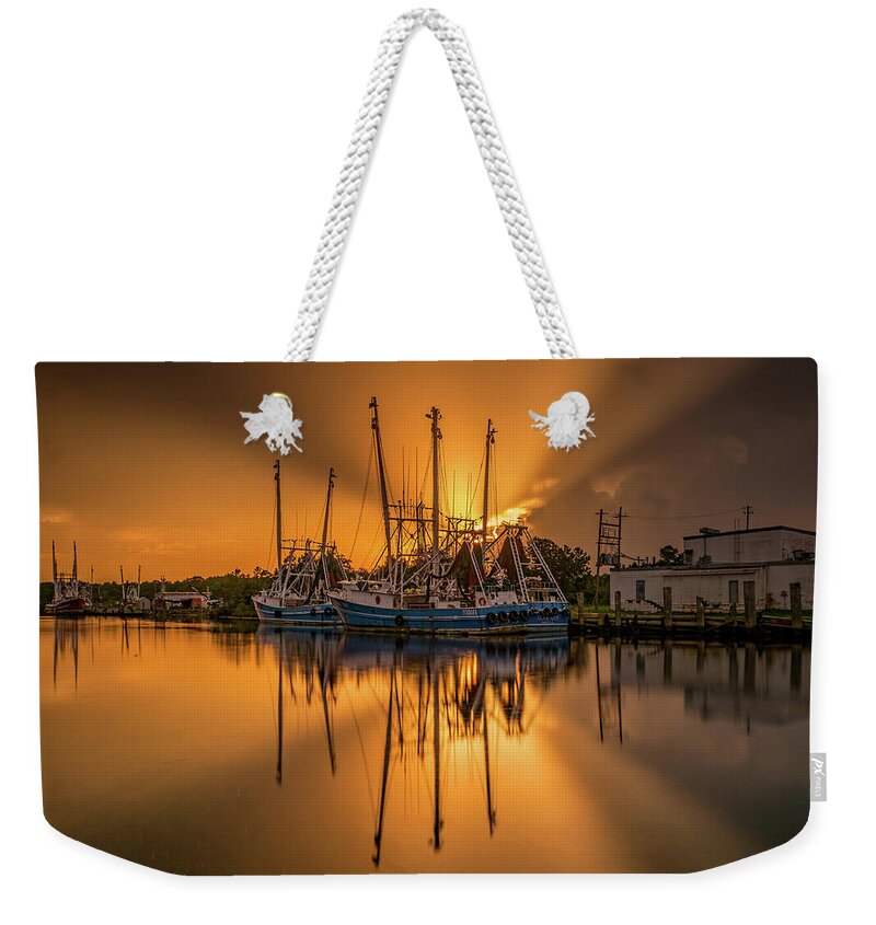 Sunset Weekender Tote Bag featuring the photograph Bayou Sunset Glory by Brad Boland