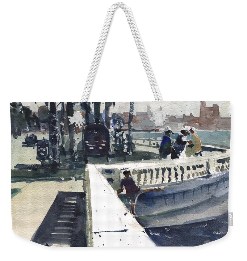 Landscape Weekender Tote Bag featuring the painting Bayshore Blvd. by Gaston McKenzie