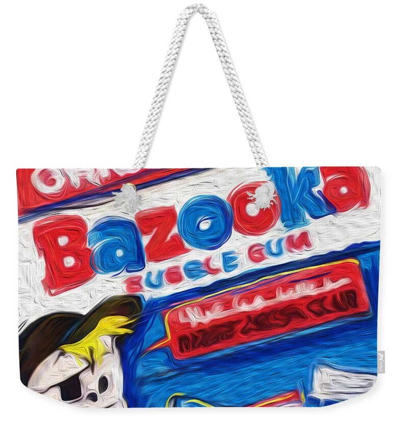Bazooka Joe Weekender Tote Bag featuring the mixed media Bazooka Joe by Russell Pierce