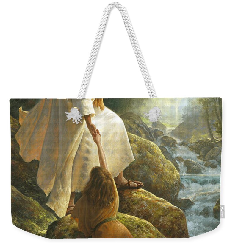 Jesus Weekender Tote Bag featuring the painting Be Not Afraid by Greg Olsen