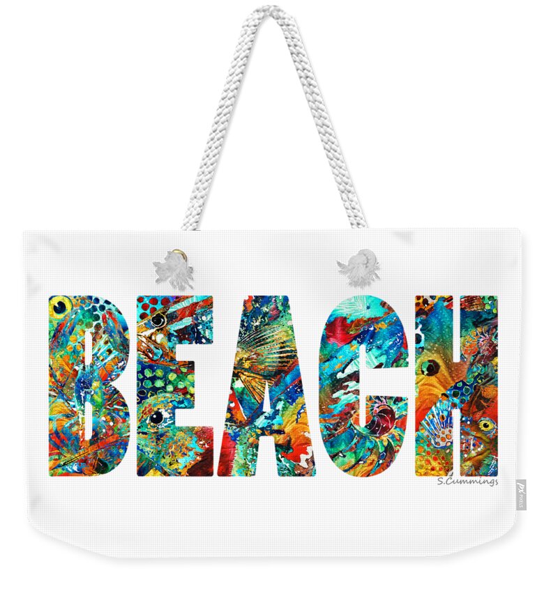 Beach Weekender Tote Bag featuring the painting Beach Art - Beachy Keen - By Sharon Cummings by Sharon Cummings