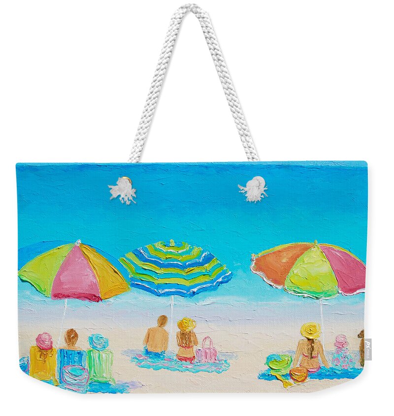 Beach Weekender Tote Bag featuring the painting Beach Art - Summer Paradise by Jan Matson