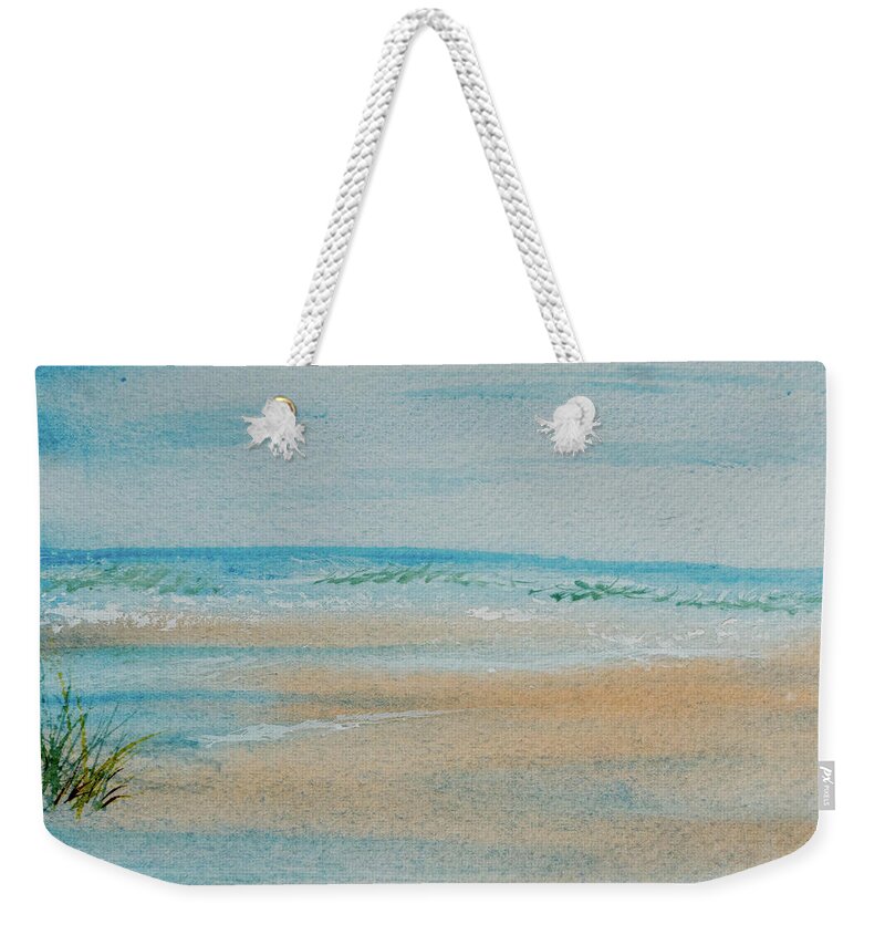 Beach Weekender Tote Bag featuring the painting Beach at High Tide by Dorothy Darden