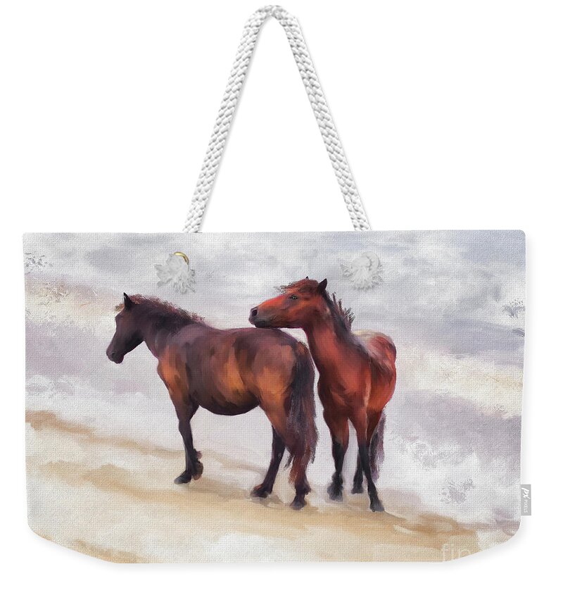 Horse Weekender Tote Bag featuring the digital art Beach Buddies by Lois Bryan