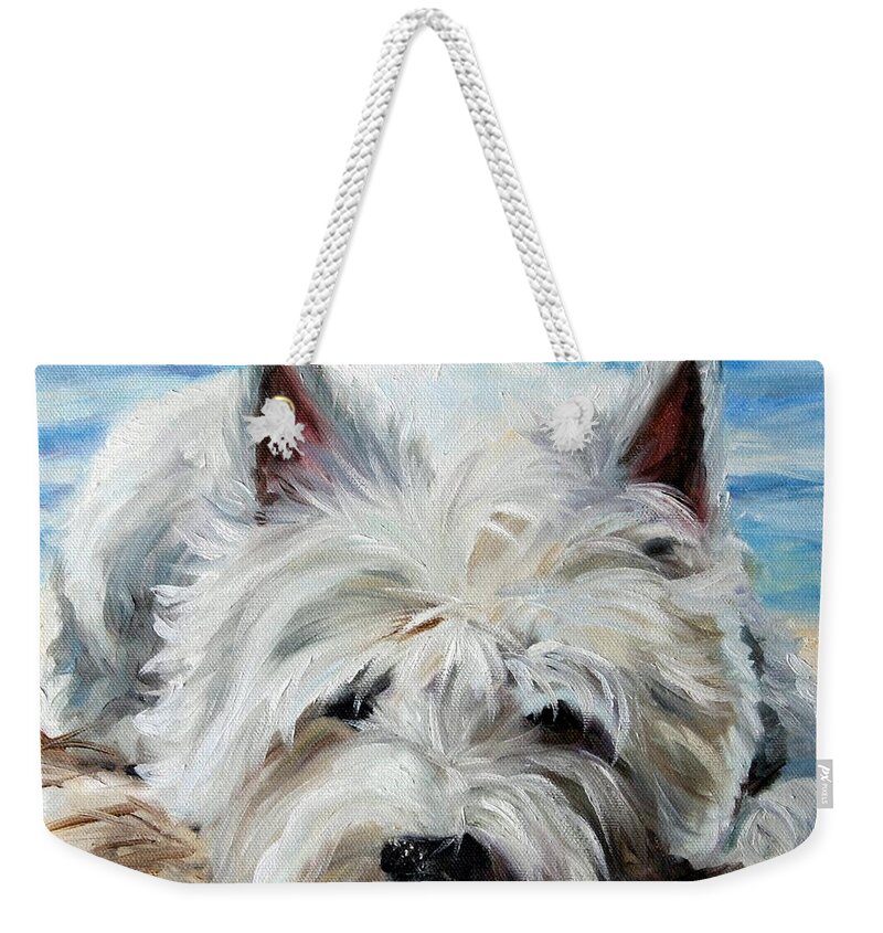 Art Weekender Tote Bag featuring the painting Beach Bum by Mary Sparrow