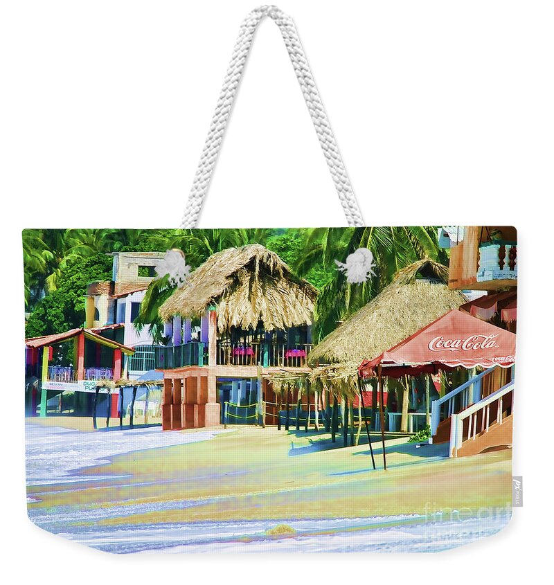Mexico Weekender Tote Bag featuring the photograph Beach Cafes Bucerias Mexico by Chuck Kuhn