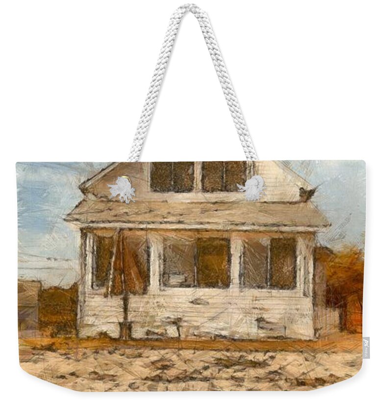 Colored Weekender Tote Bag featuring the photograph Beach Cottage Pencil by Edward Fielding