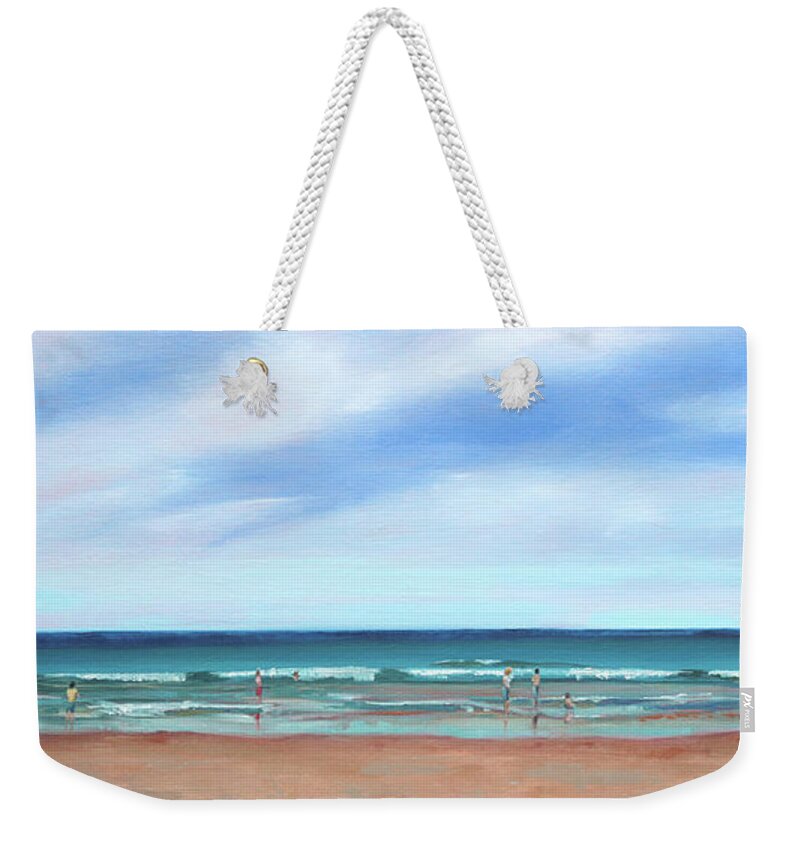 Ocean Weekender Tote Bag featuring the painting Beach Day by Trina Teele