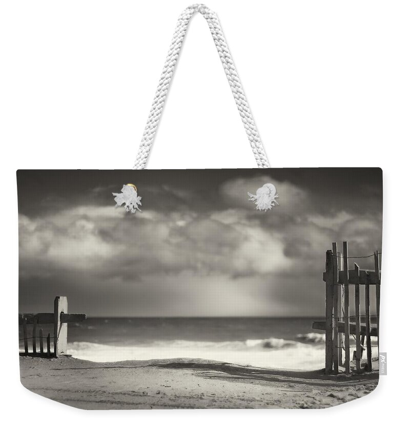 Beach Weekender Tote Bag featuring the photograph Beach Fence - Wellfleet Cape Cod by Darius Aniunas