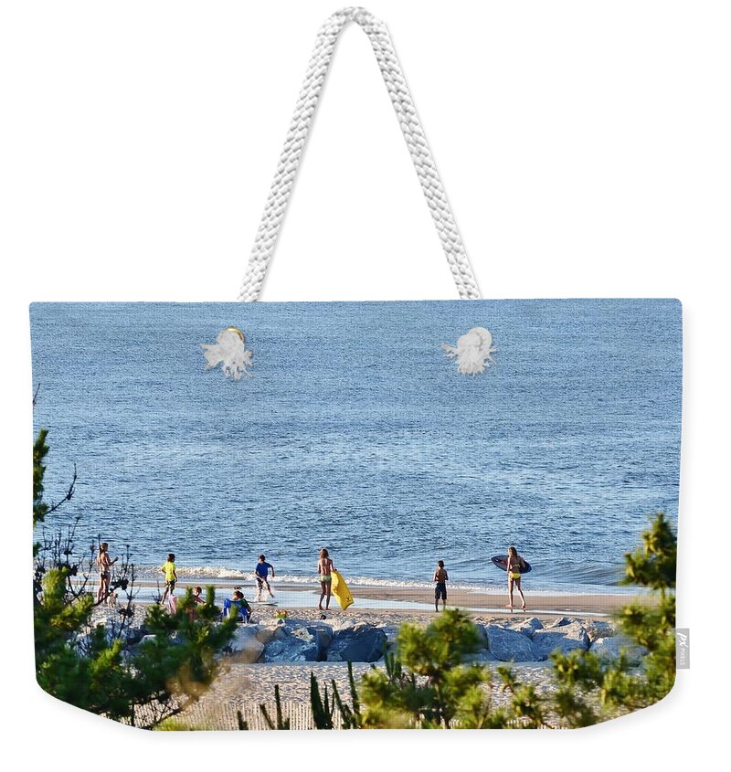 Beach Weekender Tote Bag featuring the photograph Beach Fun at Cape Henlopen by Kim Bemis