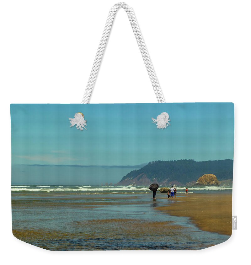 Beach Weekender Tote Bag featuring the photograph Beach goers, Oregon Coast by Aashish Vaidya