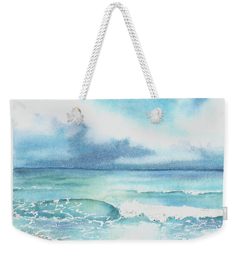 Beach Weekender Tote Bag featuring the painting Beach of Tranquility by Hilda Wagner