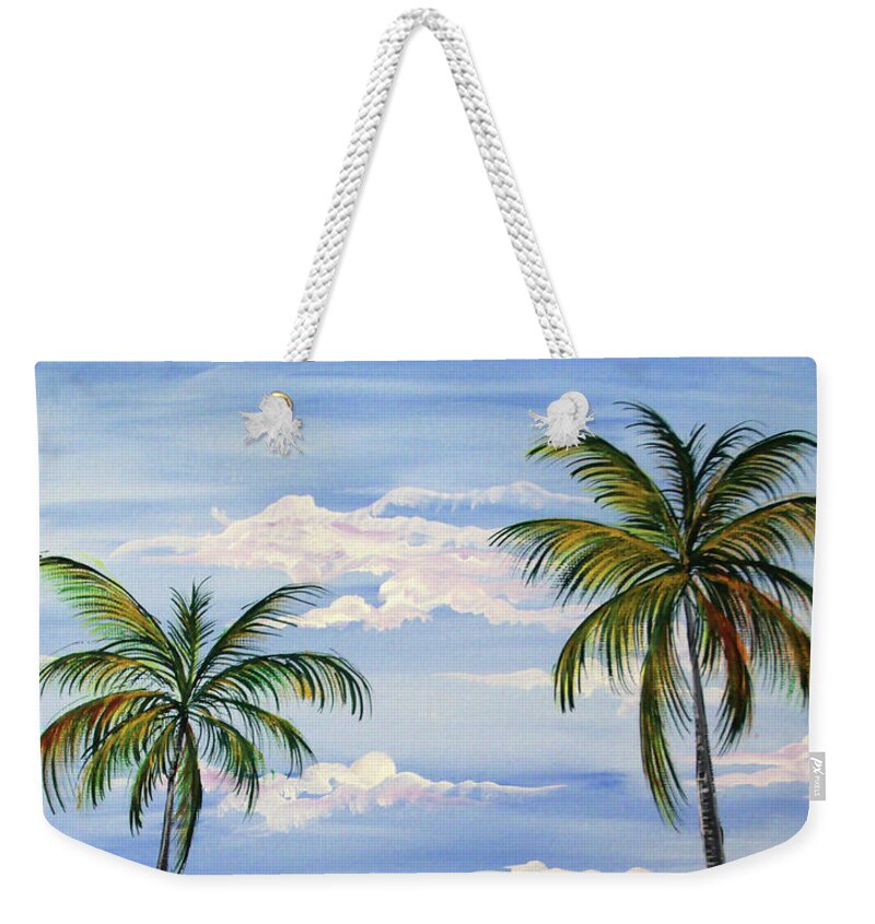 Beach Weekender Tote Bag featuring the painting Beach scene by Gloria E Barreto-Rodriguez