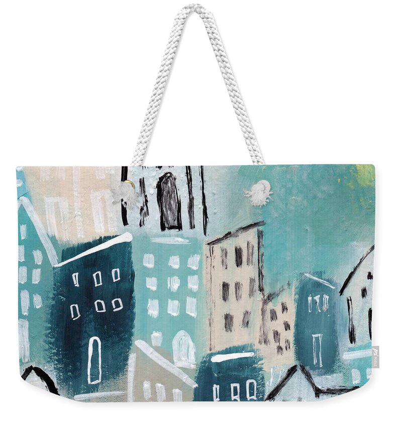 Town Weekender Tote Bag featuring the painting Beach Town- Art by Linda Woods by Linda Woods
