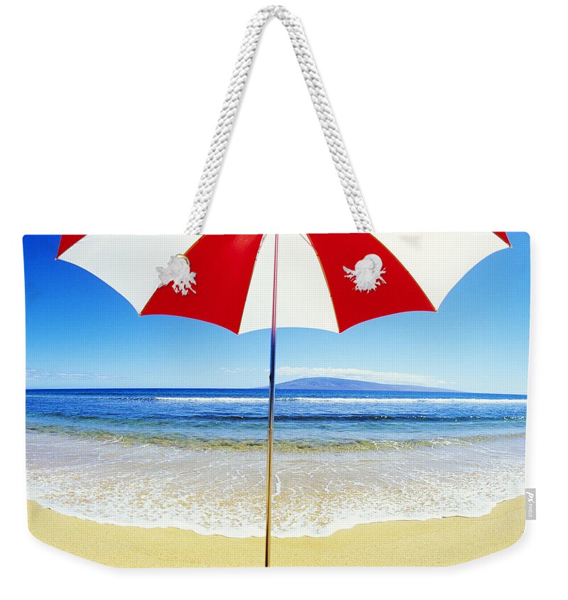 Afternoon Weekender Tote Bag featuring the photograph Beach Umbrella by Carl Shaneff - Printscapes