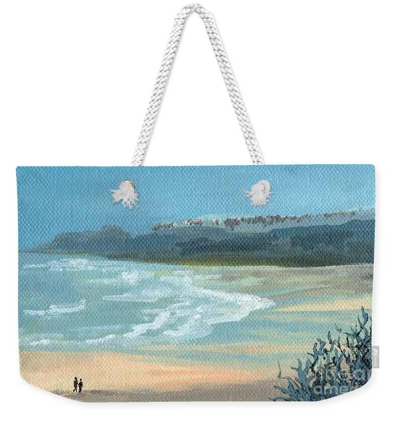 Beach Weekender Tote Bag featuring the painting Beach Walkers by Julia Underwood