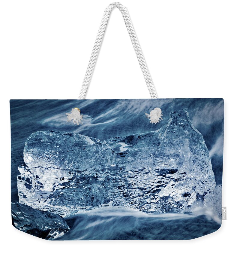 Beach Weekender Tote Bag featuring the photograph Beached Iceberg #4 - Iceland by Stuart Litoff