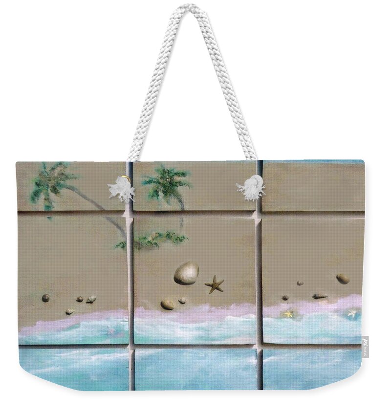Beaches Weekender Tote Bag featuring the mixed media Beaches Cubed by Mary Ann Leitch