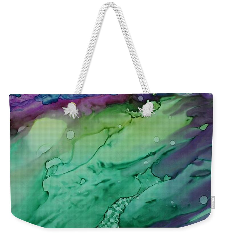Abstract Weekender Tote Bag featuring the painting Beachfroth by Ruth Kamenev