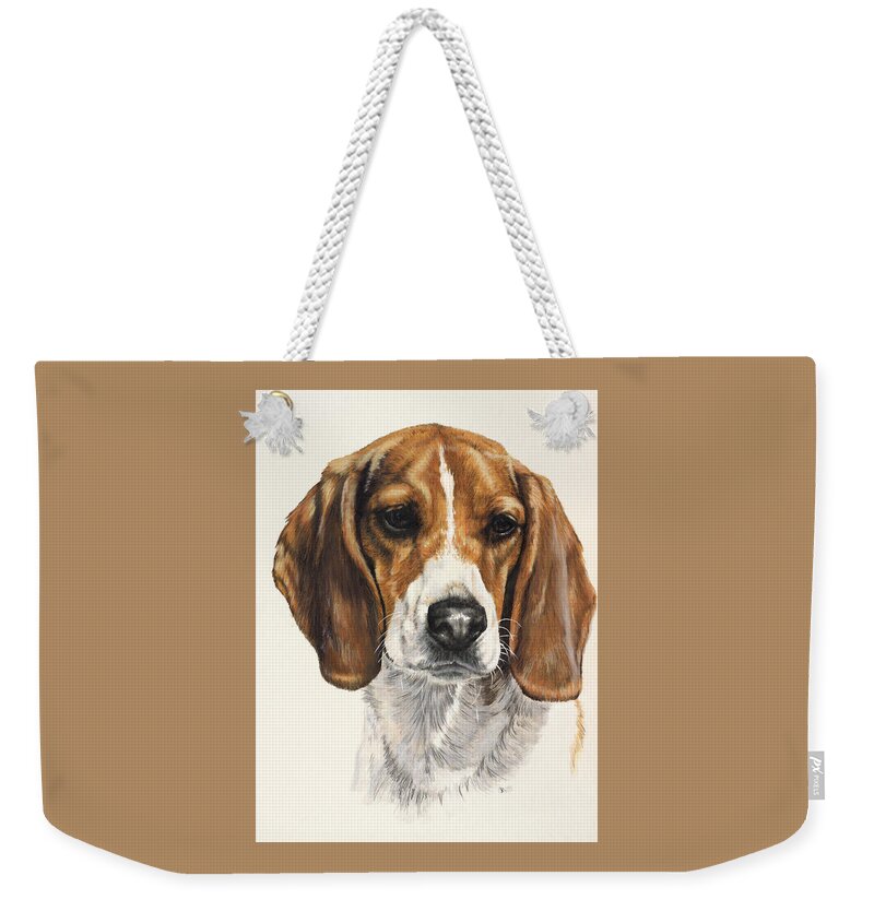 Dog Weekender Tote Bag featuring the painting Beagle in Watercolor by Barbara Keith