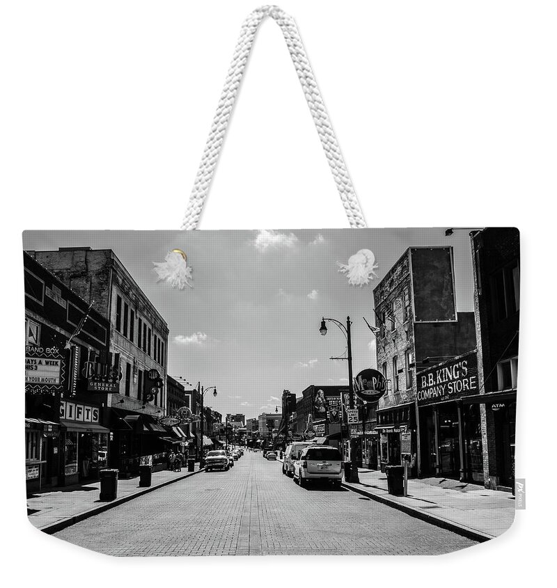 Memphis Weekender Tote Bag featuring the photograph Beale Street Basics by D Justin Johns