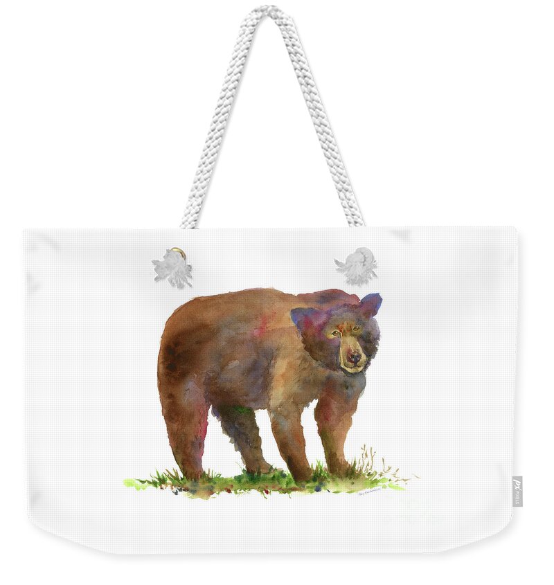 Watercolor Bear Weekender Tote Bag featuring the painting Bear in Mind by Amy Kirkpatrick