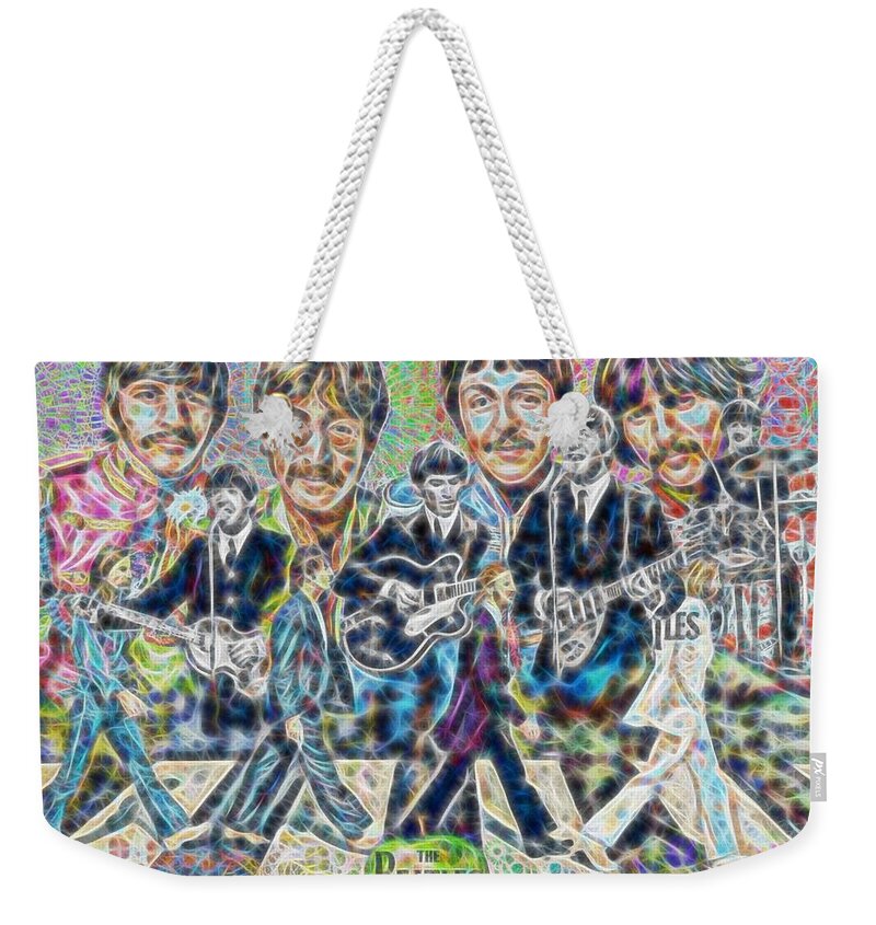 Beatles Weekender Tote Bag featuring the painting Beatles Tapestry by David Luebbert
