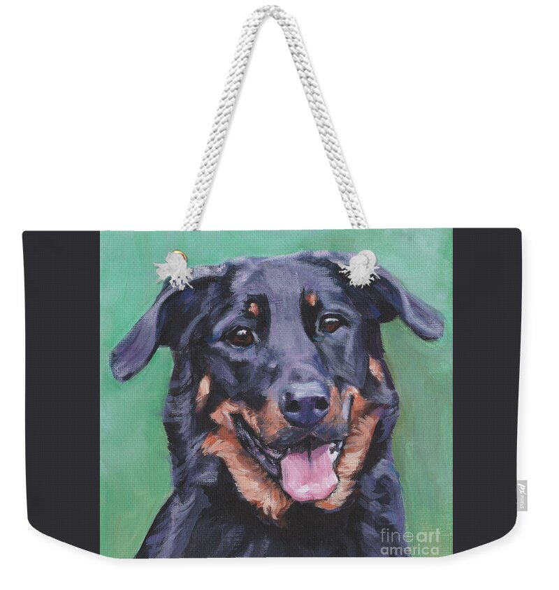 Beauceron Portrait Weekender Tote Bag featuring the painting Beauceron Portrait by Lee Ann Shepard